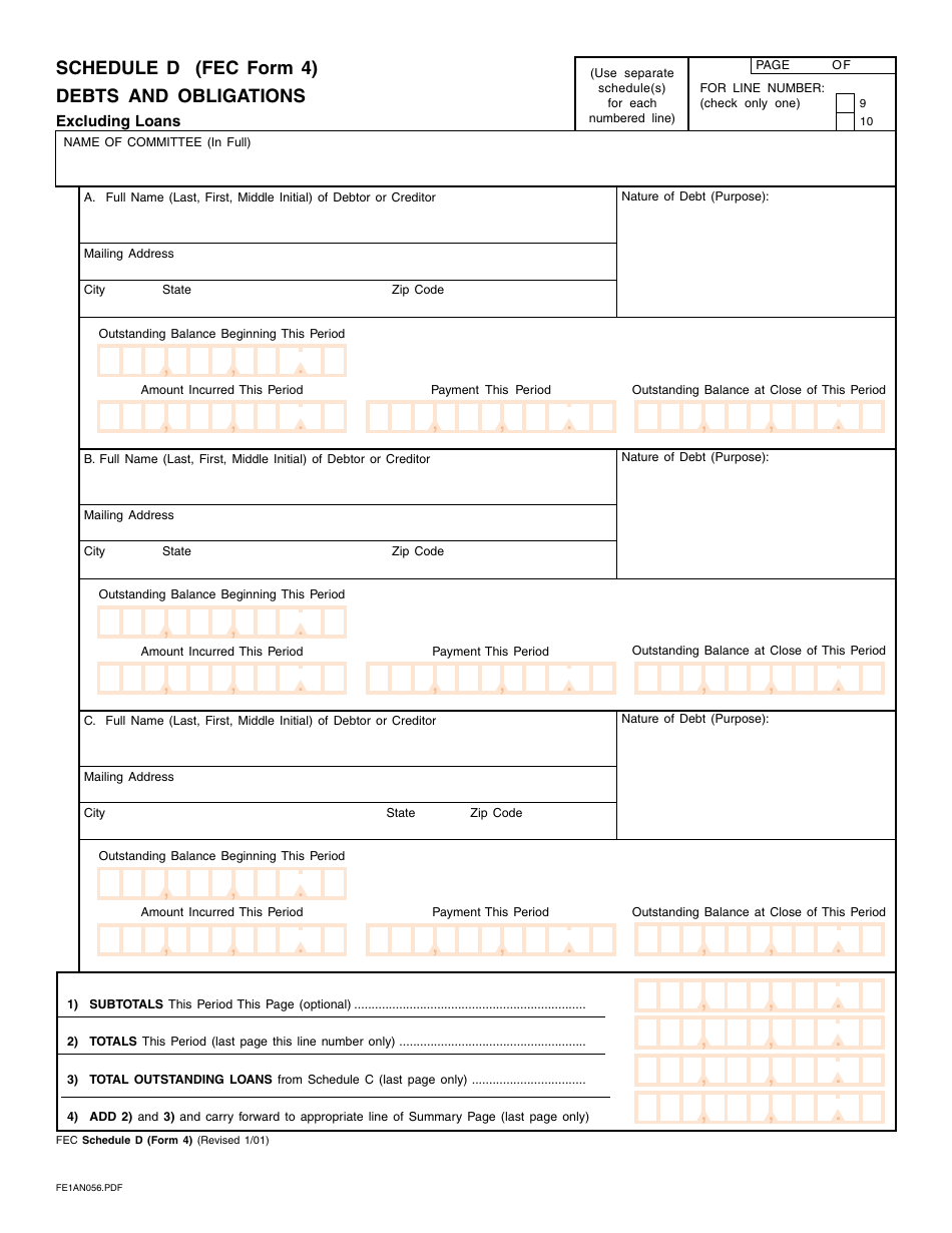 FEC Form 4 Report of Receipts and Disbursements for a Committee or Organization Supporting a Nominating Convention, Page 7