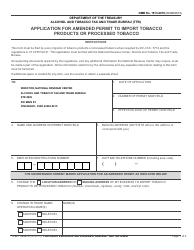 Document preview: TTB Form 5230.5 Application for Amended Permit to Import Tobacco Products or Processed Tobacco