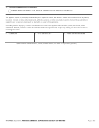 TTB Form 5230.5 &quot;Application for Amended Permit to Import Tobacco Products or Processed Tobacco&quot;, Page 2