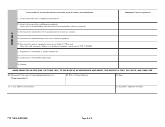 TTB Form 5250.1 &quot;Report - Manufacturer of Processed Tobacco&quot;, Page 3