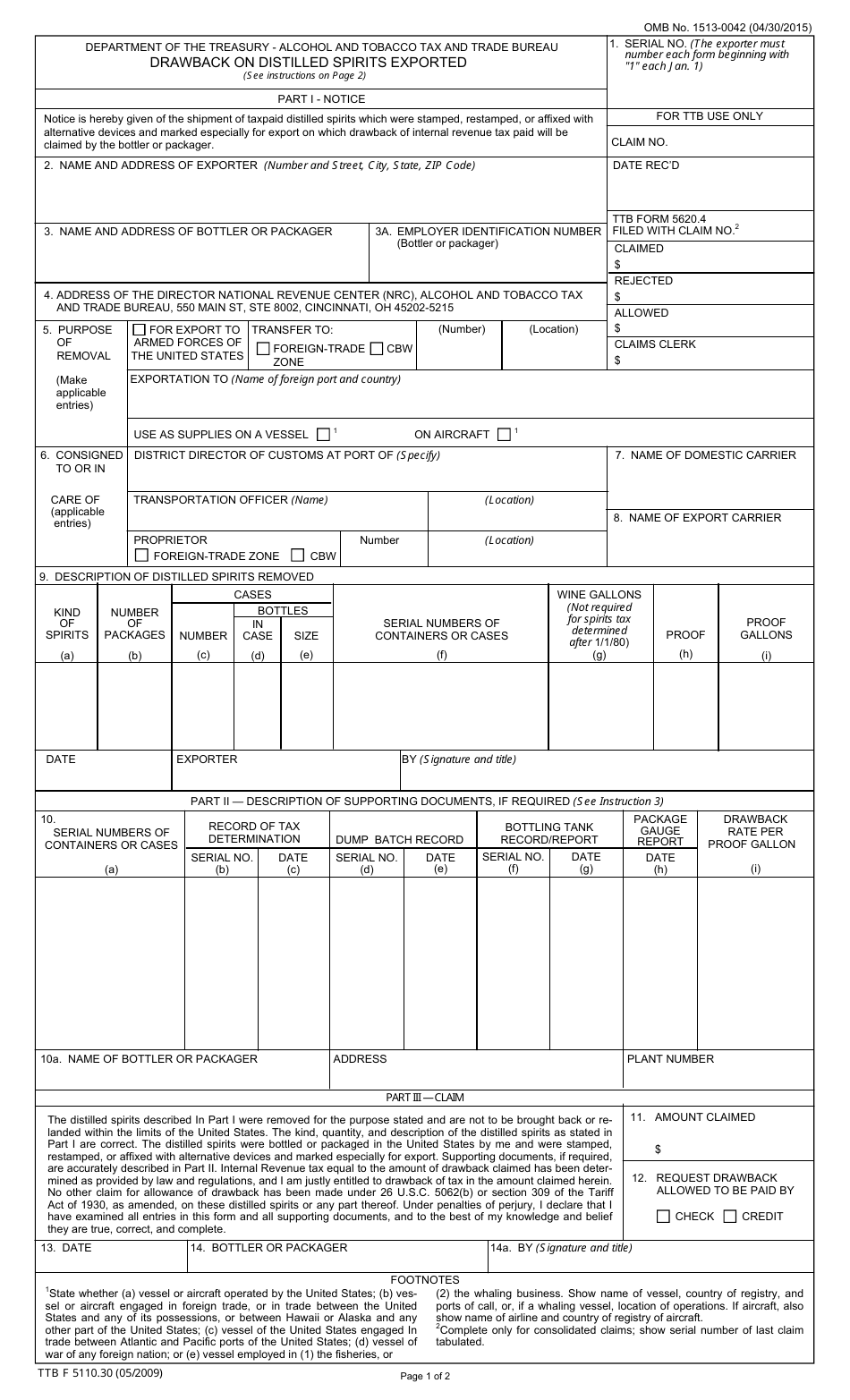 TTB Form 5110.30 - Fill Out, Sign Online and Download Fillable PDF ...
