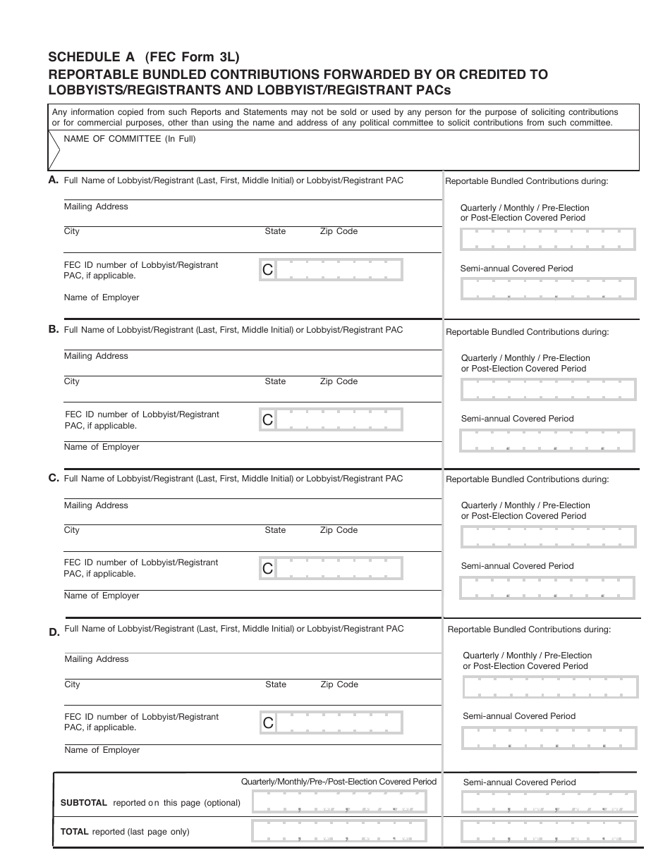 FEC Form 3L Report of Contributions Bundled by Lobbyists / Registrants and Lobbyist / Registrant Pacs, Page 2