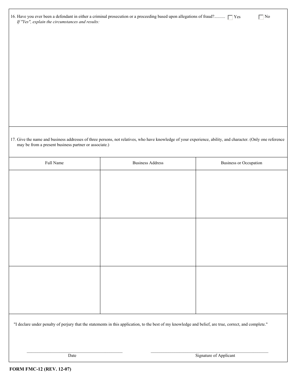 Form FMC-12 Application for Admission to Practice Before the Federal Maritime Commission, Page 4