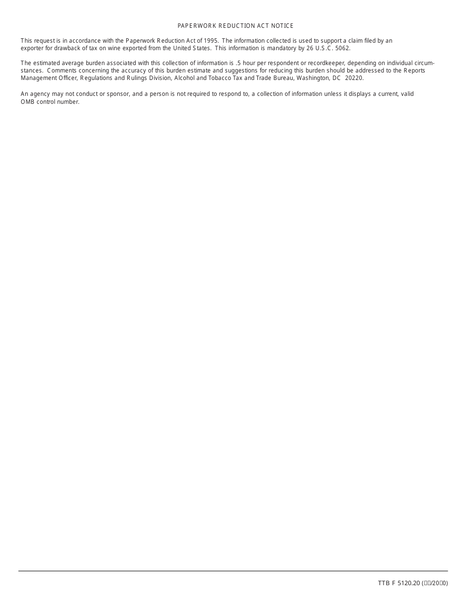TTB Form 5120.20 Certificate of Tax Determination - Wine, Page 2