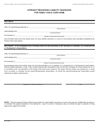 Form LIC282 &quot;Affidavit Regarding Liability Insurance for Family Child Care Home&quot; - California