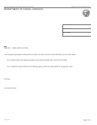 Form LIC856 Complaint Response - California