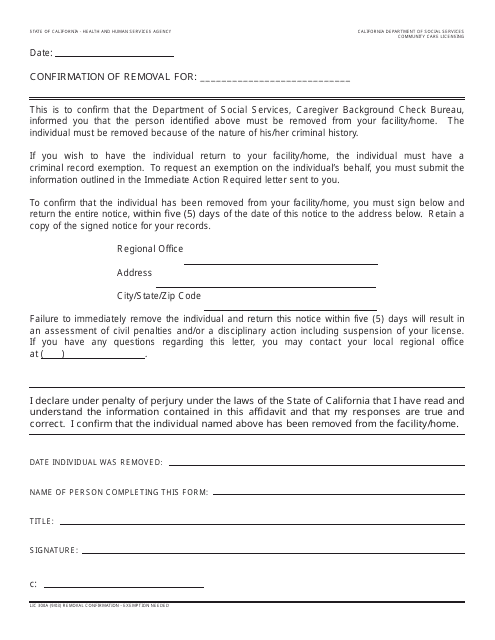 Form LIC300A  Printable Pdf