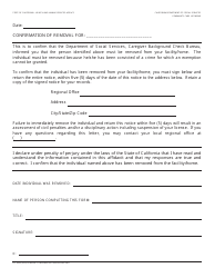 Document preview: Form LIC300D Confirmation of Removal - California