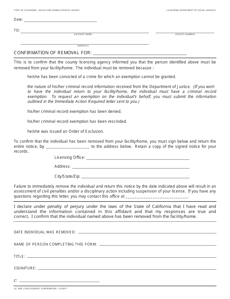 Form LIC300E - Fill Out, Sign Online and Download Fillable PDF ...