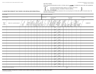 Document preview: Form LIC858 Client/Resident Records Review (Residential) - California