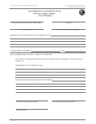 Document preview: Form LIC974 Documented Alternative Plan Foster Family Homes (Telephones) - California