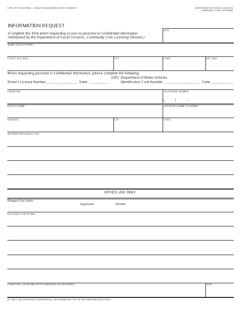 Form LIC989  Printable Pdf