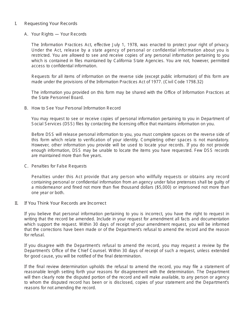 Form LIC989 Information Request - California, Page 2