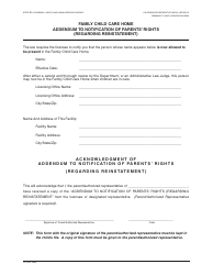 Document preview: Form LIC996c Family Child Care Home Addendum to Notification of Parents' Rights (Regarding Reinstatement) - California