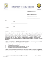 Document preview: Form LIC195 Notice of Operation in Violation of Law - California