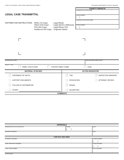 Form LIC9015  Printable Pdf