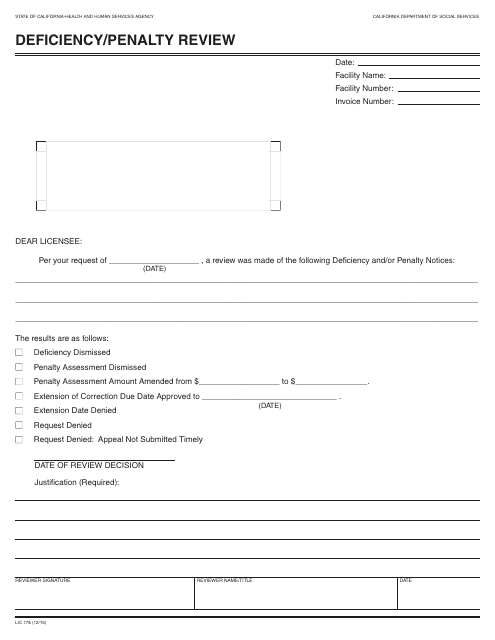 Form LIC178  Printable Pdf