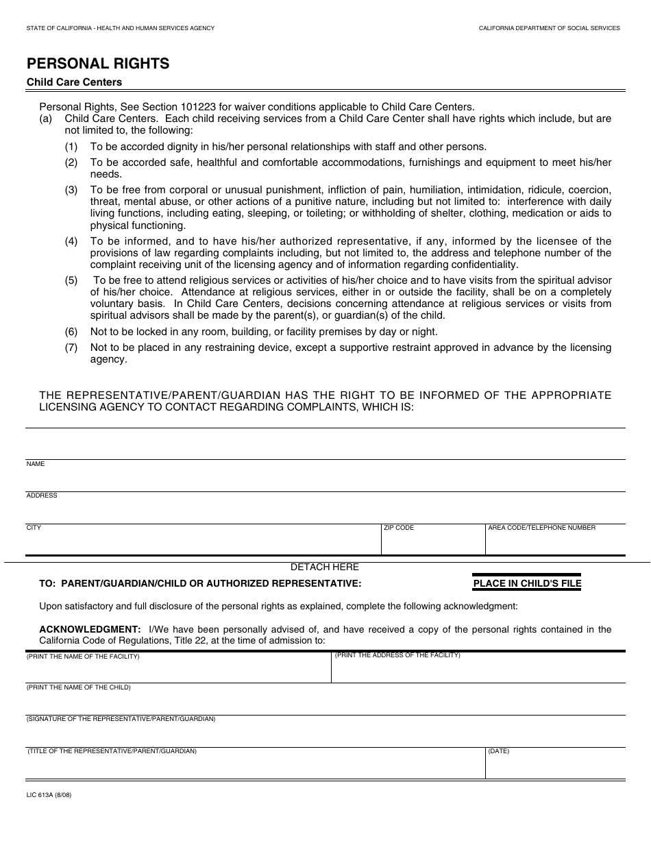 Form LIC613A - Fill Out, Sign Online and Download Fillable PDF ...