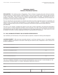 Form LIC613B Personal Rights Children&#039;s Residential Facilities - California