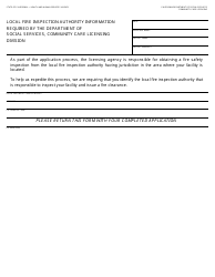 Document preview: Form LIC9054 Local Fire Inspection Authority Information Required by the Department of Social Services, Community Care Licensing Division - California