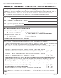 Form LIC606 Residential Care Facility for the Elderly Disclosure Worksheet - California