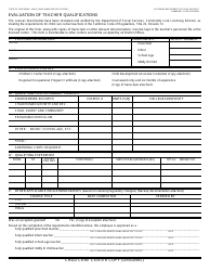 Form LIC9095 Evaluation of Teacher Qualifications - California