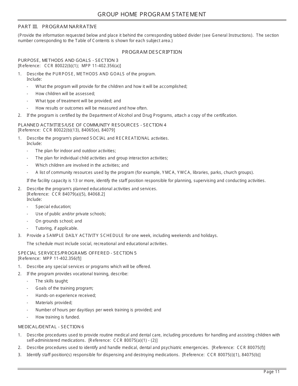 Form LIC9106 Group Home Program Statement - California, Page 11