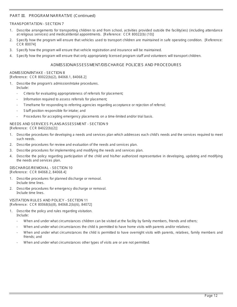 Form LIC9106 Group Home Program Statement - California, Page 12