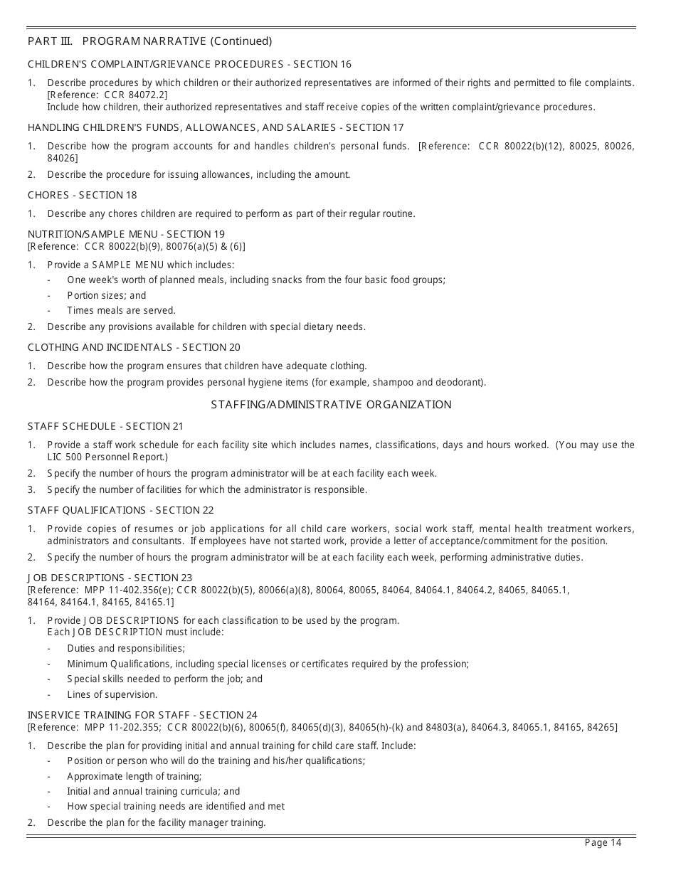 Form LIC9106 Group Home Program Statement - California, Page 14