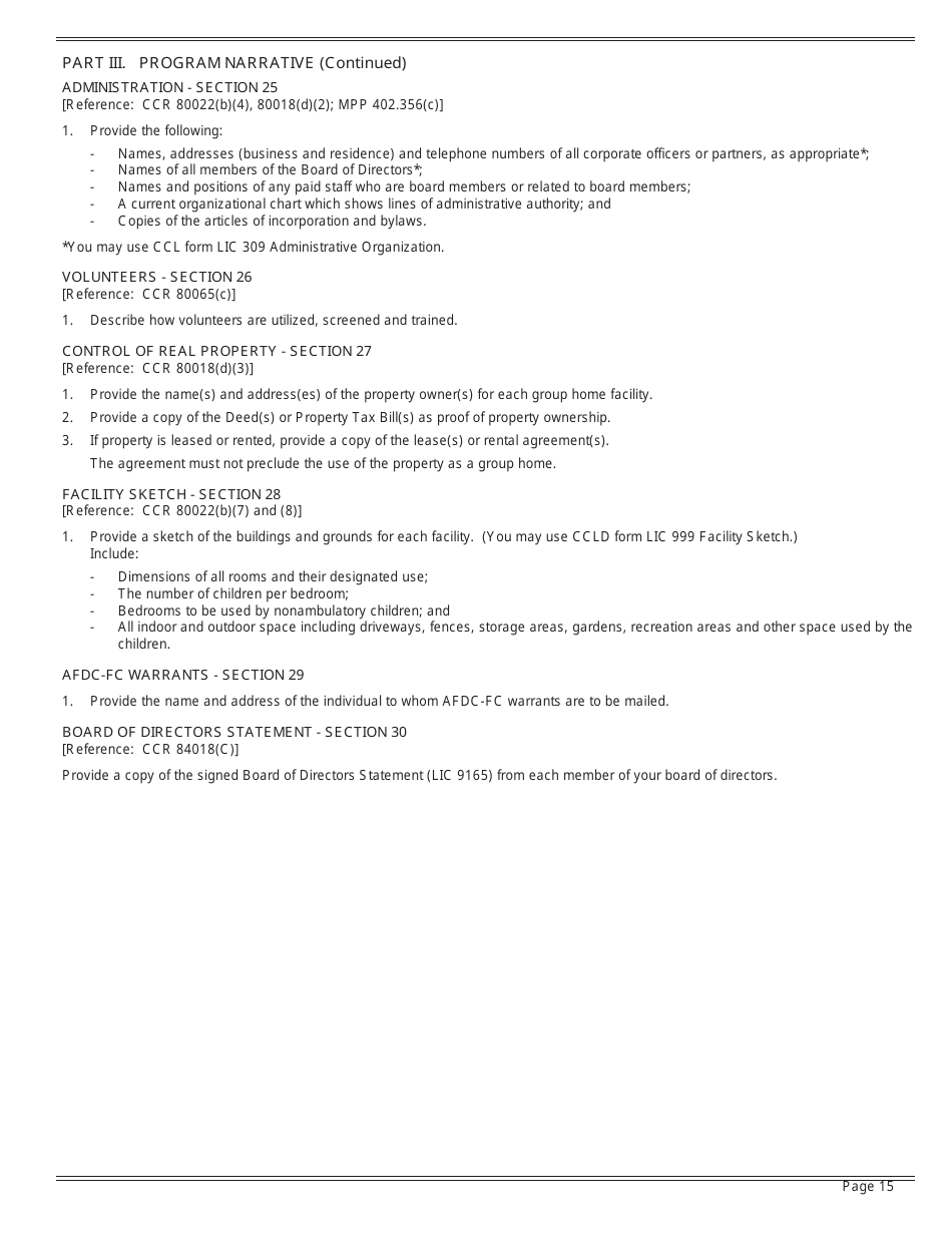Form LIC9106 Group Home Program Statement - California, Page 15