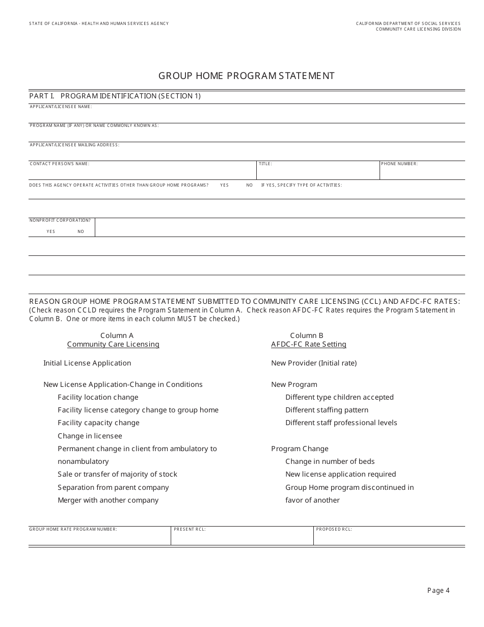 Form LIC9106 Group Home Program Statement - California, Page 4