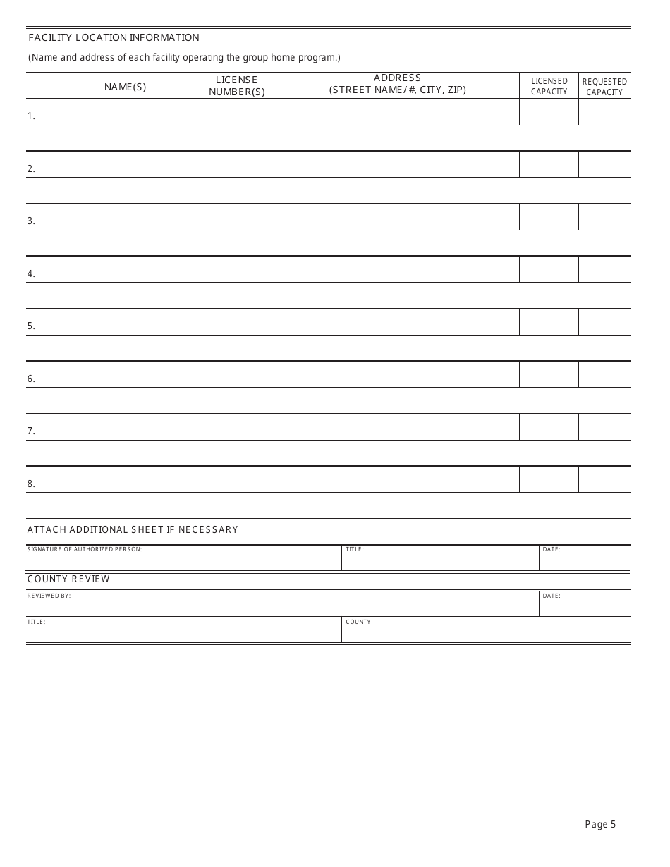 Form LIC9106 Group Home Program Statement - California, Page 5