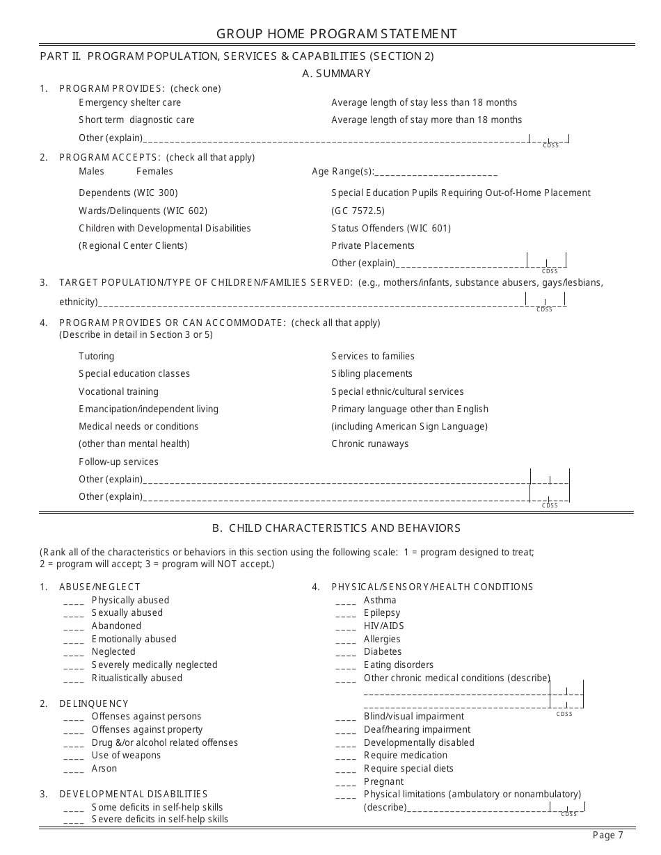 Form LIC9106 Group Home Program Statement - California, Page 7