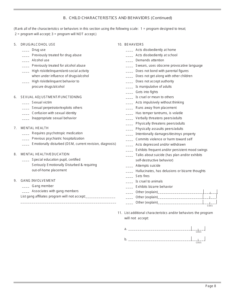 Form LIC9106 Group Home Program Statement - California, Page 8