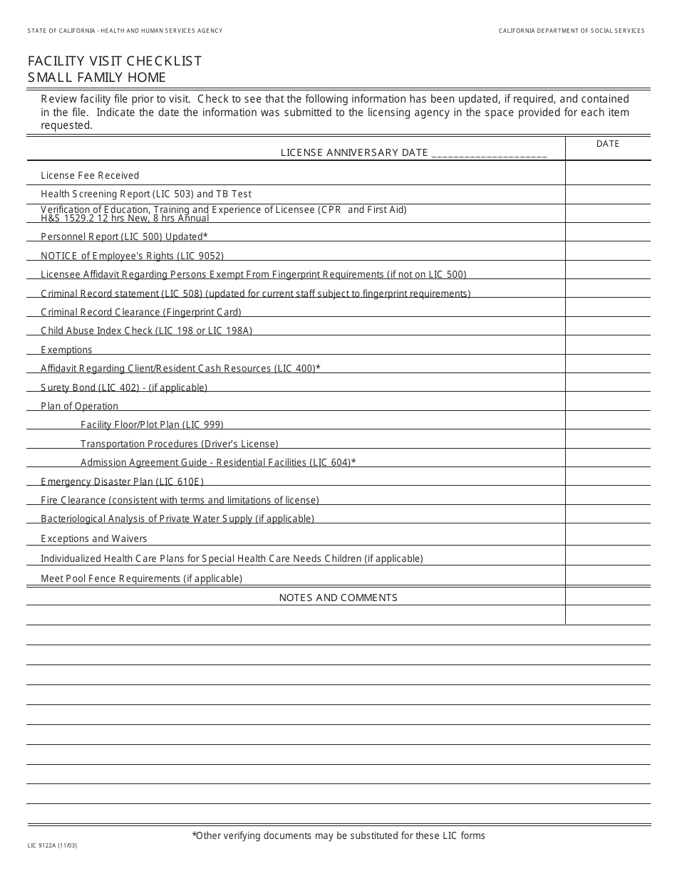 Form LIC9122 - Fill Out, Sign Online and Download Fillable PDF ...