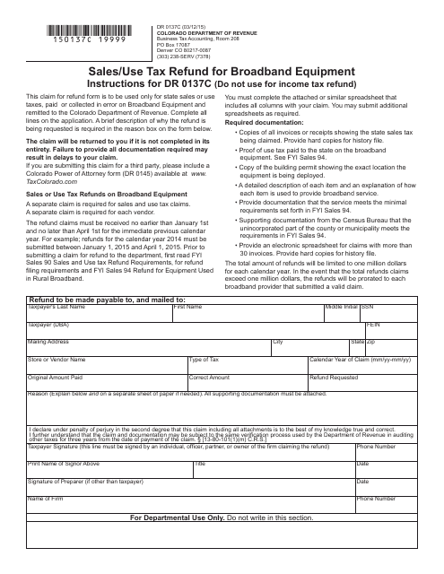 Form DR0137C  Printable Pdf