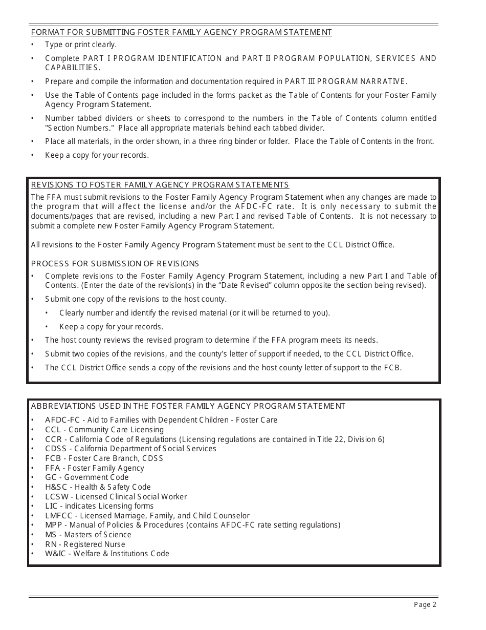 Form LIC9128 Foster Family Agency Program Statement - California, Page 3