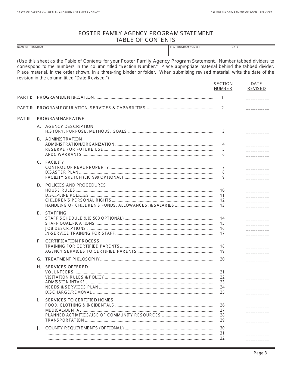 Form LIC9128 Foster Family Agency Program Statement - California, Page 4