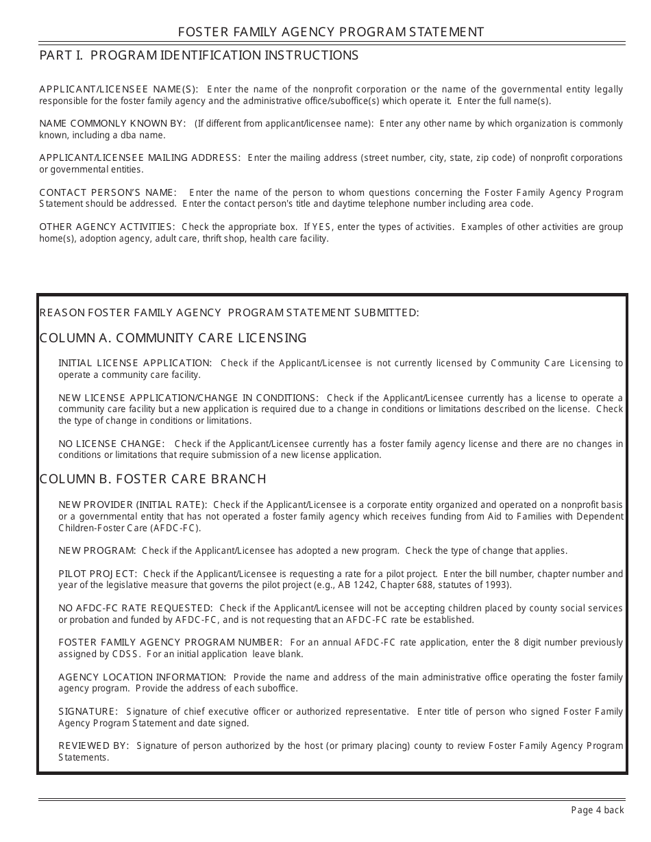 Form LIC9128 Foster Family Agency Program Statement - California, Page 6