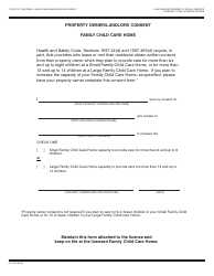 Document preview: Form LIC9149 Family Child Care Home Property Owner/Landlord Consent Form - California
