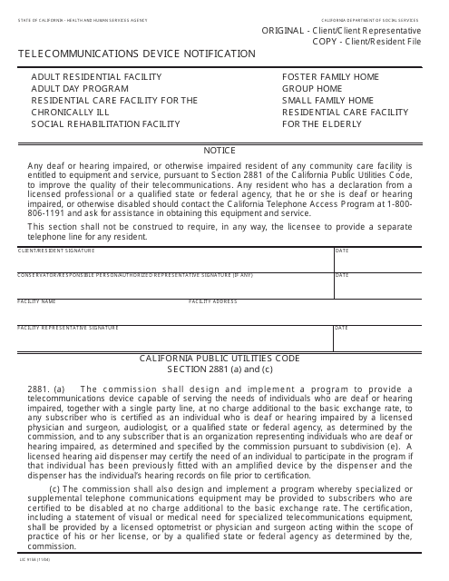 Form LIC9158  Printable Pdf