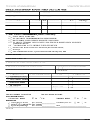 Document preview: Form LIC624B Unusual Incident/Injury Report - Family Child Care Home - California