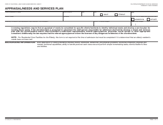 Form LIC625 Appraisal/Needs and Services Plan - California