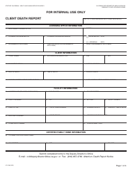 Document preview: Form LIC9186 Client Death Report - California