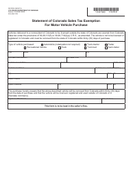 Document preview: Form DR0780 Statement of Colorado Sales Tax Exemption for Motor Vehicle Purchase - Colorado