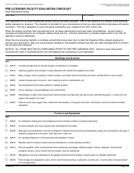 Form LIC9200 Pre-licensing Facility Evaluation Checklist - California