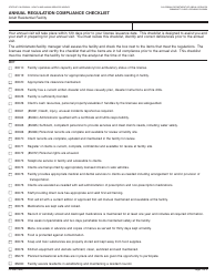 Document preview: Form LIC9201 Annual Regulation Compliance Checklist - California
