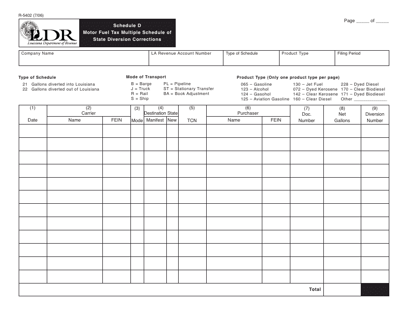Form R-5402 Schedule D  Printable Pdf