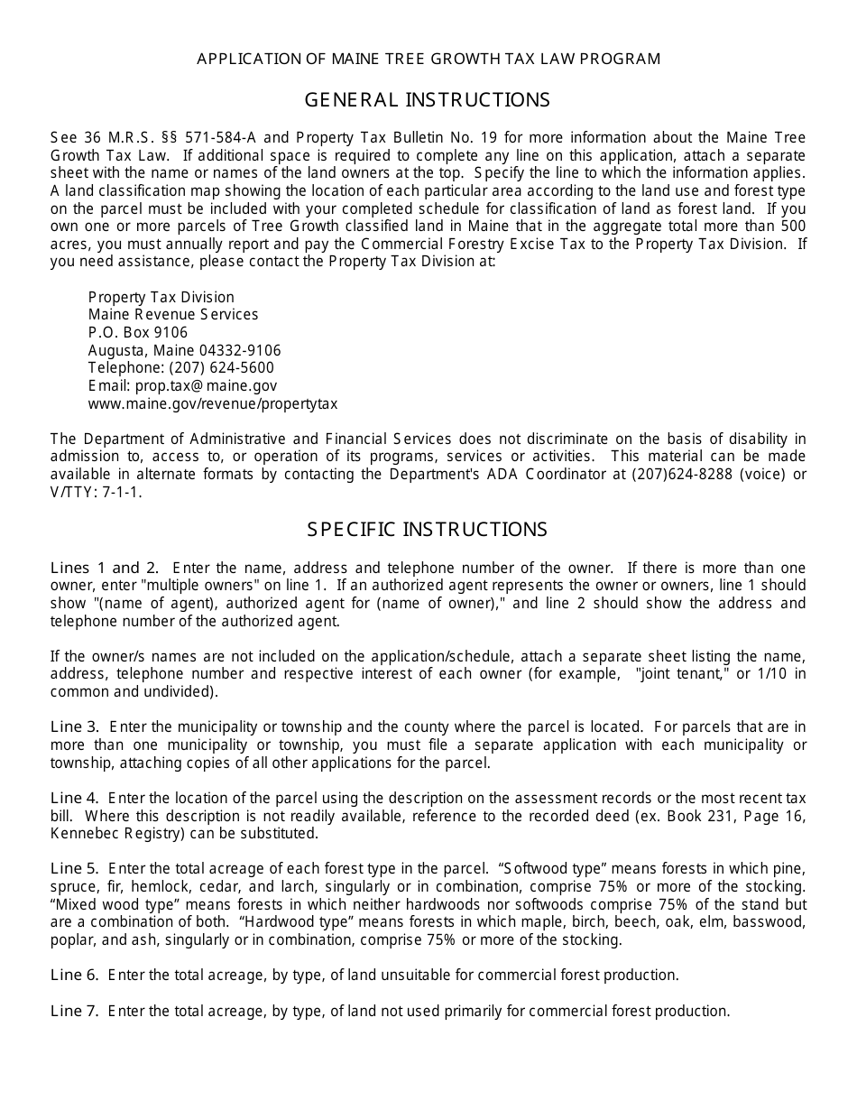 Application for Maine Tree Growth Tax Law Program - Maine, Page 3