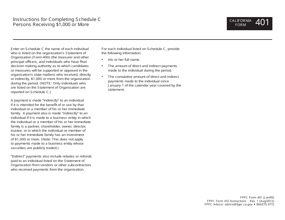 FPPC Form 401 Slate Mailer Organization Campaign Statement - California, Page 12